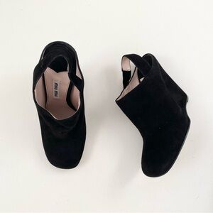Miu Miu Black Calzature Donna Suede Wedge